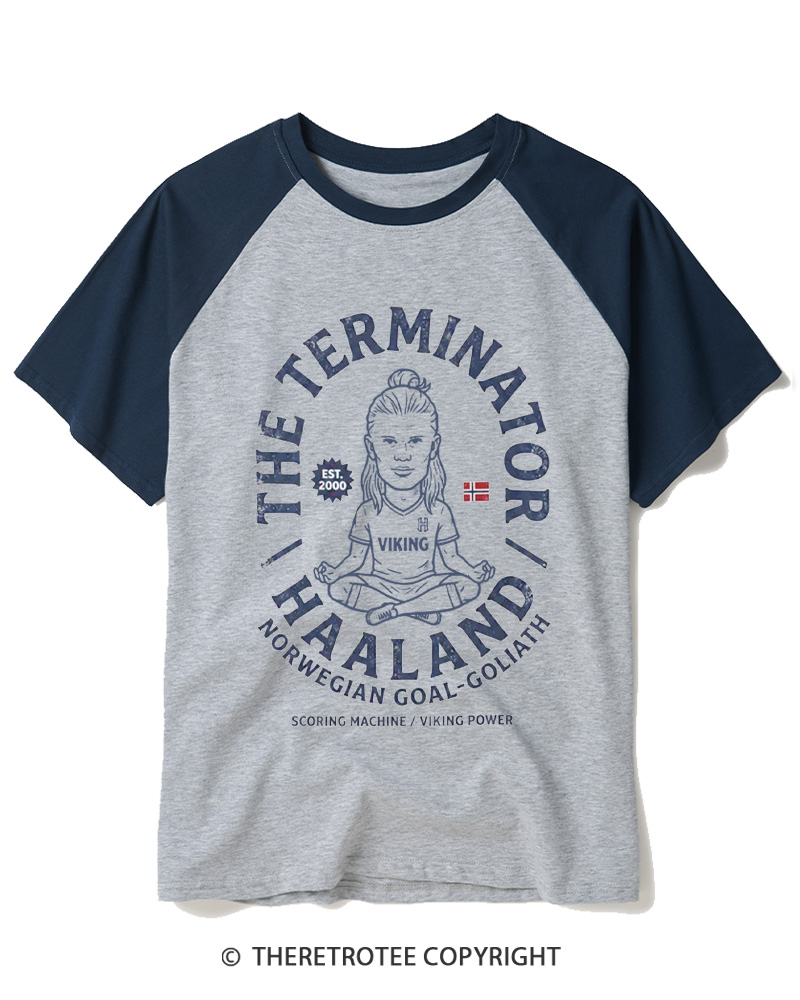 TheRetroTee The Terminator Viking Graphic 2000s Raglan Baseball T-Shirt