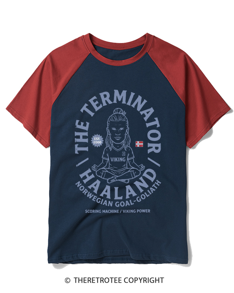 TheRetroTee The Terminator Viking Graphic 2000s Raglan Baseball T-Shirt