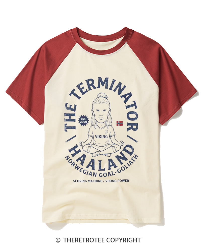 TheRetroTee The Terminator Viking Graphic 2000s Raglan Baseball T-Shirt