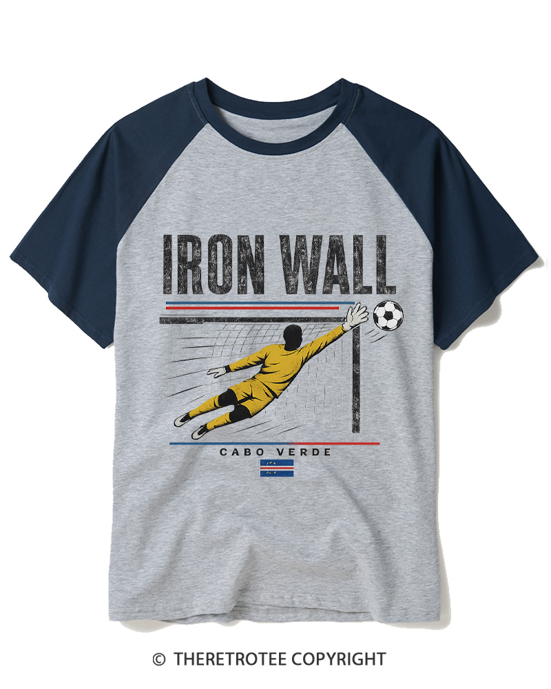 TheRetroTee Iron Wall Diving Goalkeeper Raglan Baseball T-Shirt