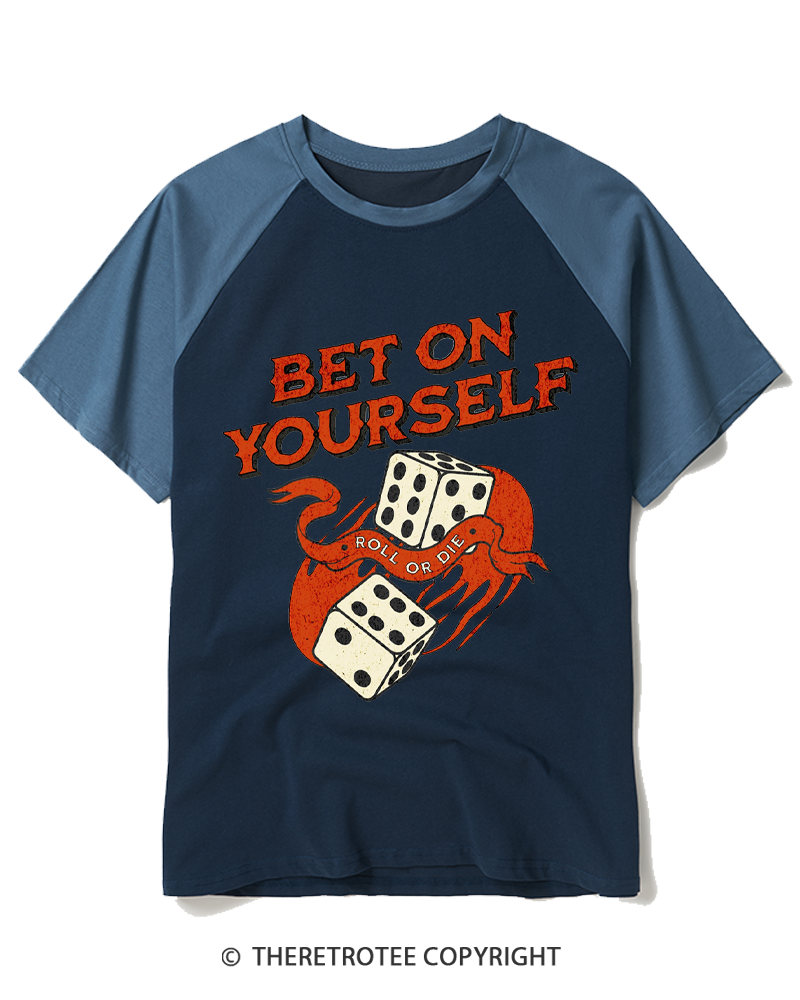 TheRetroTee Bet on Yourself 1960s Raglan Baseball T-Shirt