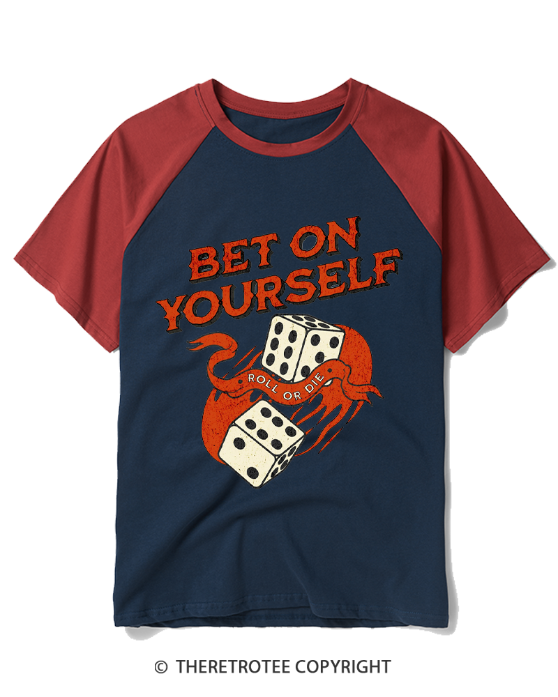 TheRetroTee Bet on Yourself 1960s Raglan Baseball T-Shirt