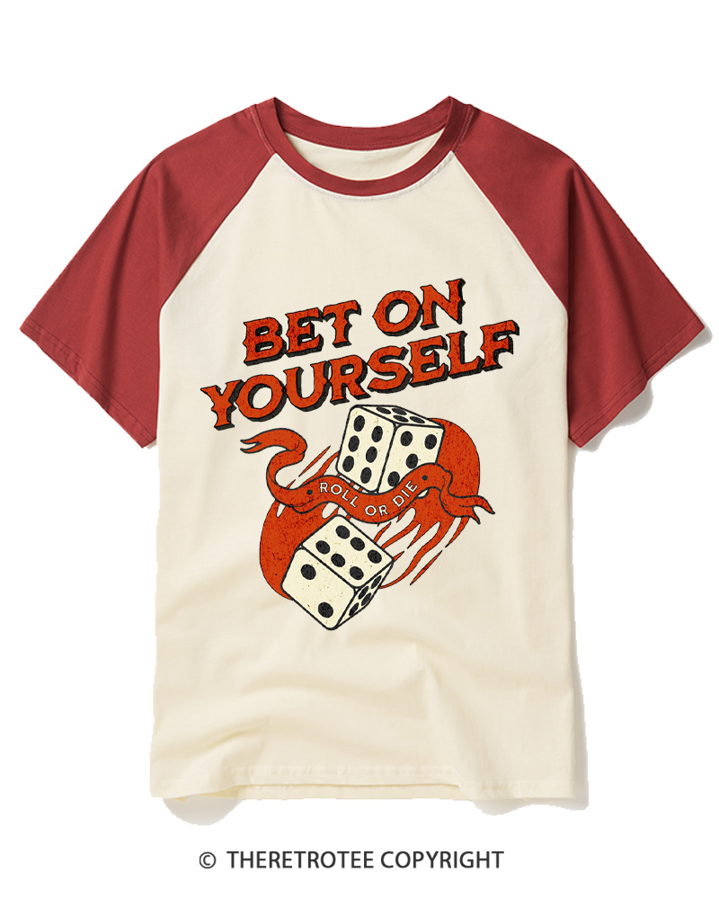 TheRetroTee Bet on Yourself 1960s Raglan Baseball T-Shirt