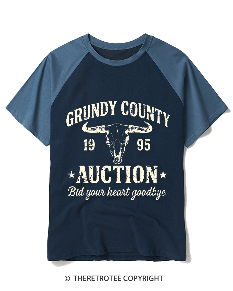TheRetroTee Grundy County Country Music 1990s Raglan Baseball T-Shirt