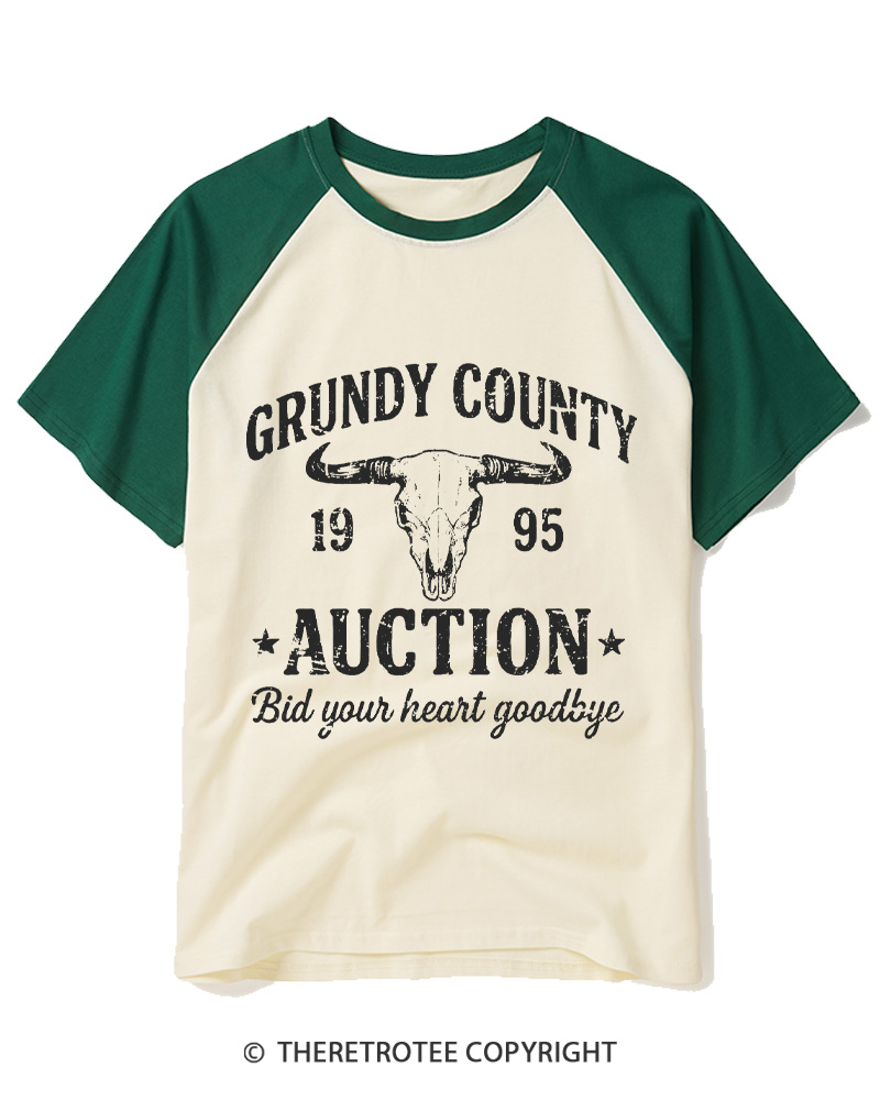 TheRetroTee Grundy County Country Music 1990s Raglan Baseball T-Shirt