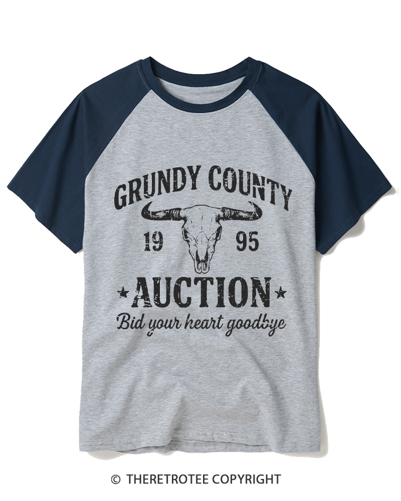 TheRetroTee Grundy County Country Music 1990s Raglan Baseball T-Shirt