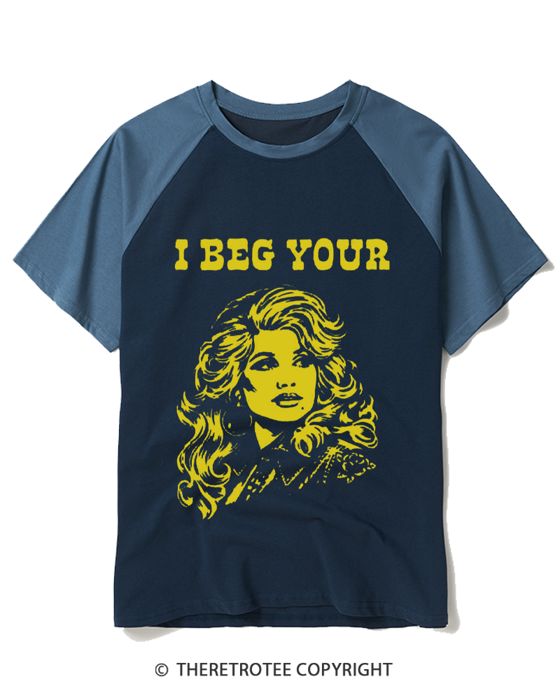 TheRetroTee I Beg Your 1970s Raglan Baseball T-Shirt