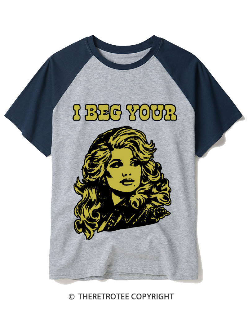 TheRetroTee I Beg Your 1970s Raglan Baseball T-Shirt