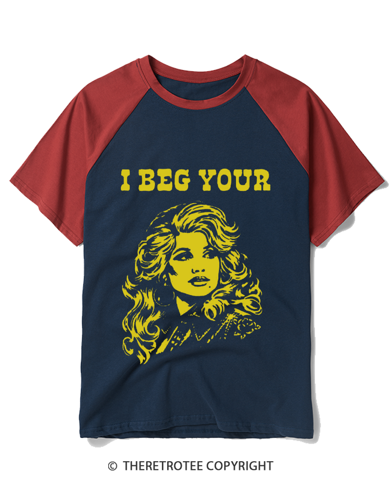 TheRetroTee I Beg Your 1970s Raglan Baseball T-Shirt