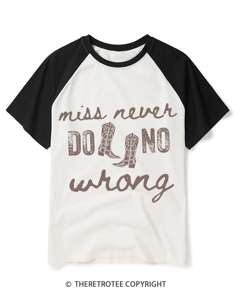 TheRetroTee Miss Never Do No Wrong Raglan Baseball T-Shirt