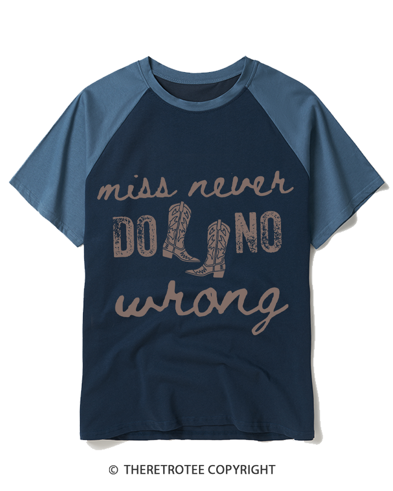 TheRetroTee Miss Never Do No Wrong Raglan Baseball T-Shirt