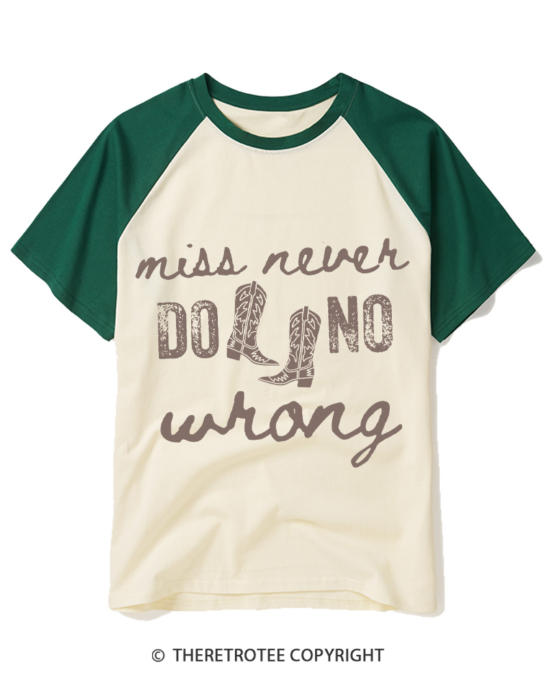 TheRetroTee Miss Never Do No Wrong Raglan Baseball T-Shirt