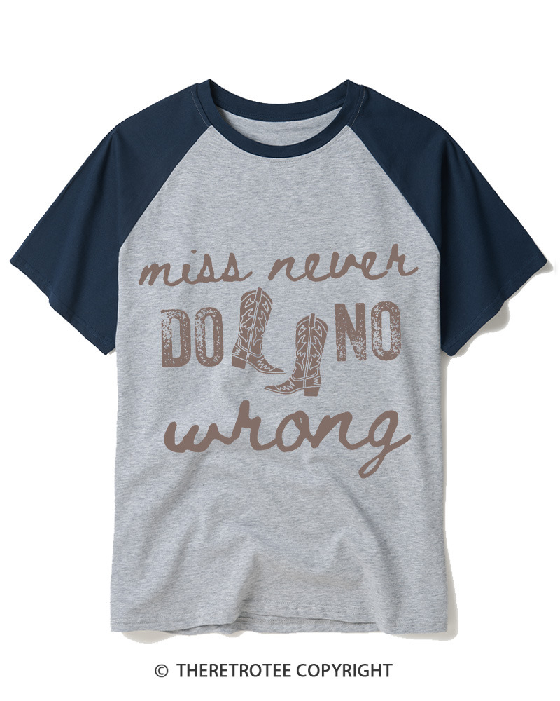 TheRetroTee Miss Never Do No Wrong Raglan Baseball T-Shirt