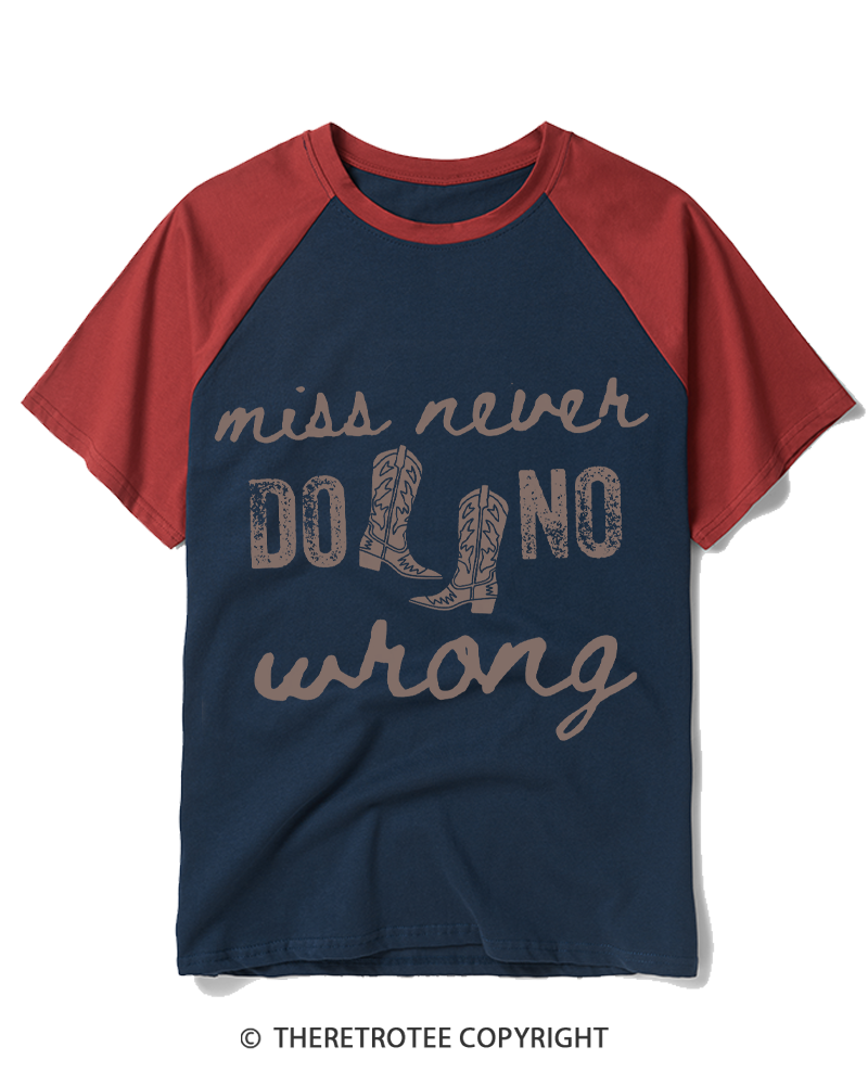 TheRetroTee Miss Never Do No Wrong Raglan Baseball T-Shirt