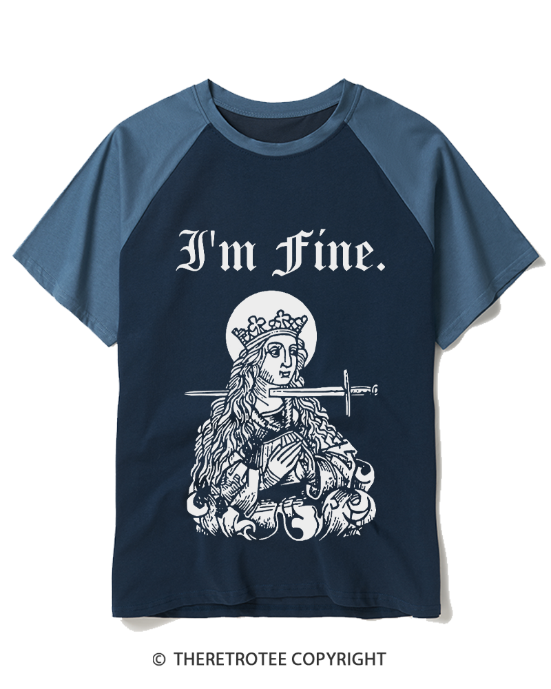 TheRetroTee I'm Fine Raglan Baseball T-Shirt