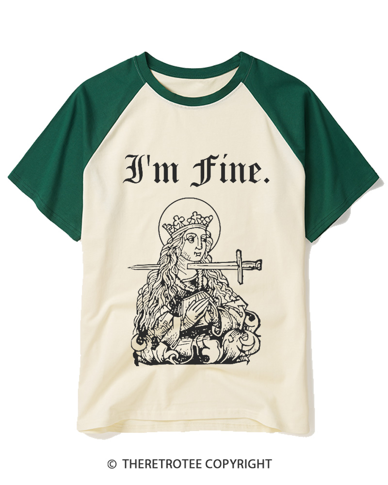 TheRetroTee I'm Fine Raglan Baseball T-Shirt