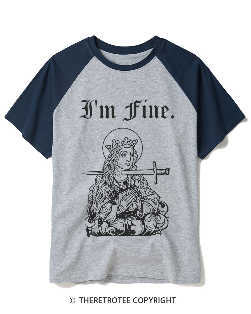 TheRetroTee I'm Fine Raglan Baseball T-Shirt