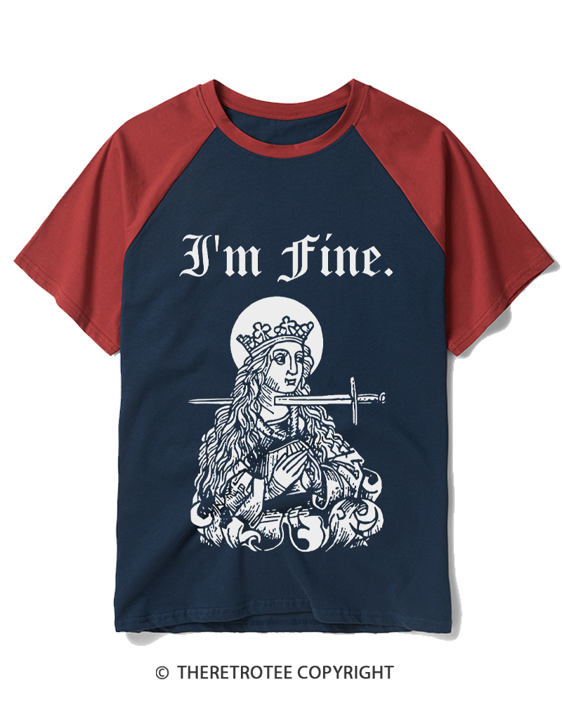 TheRetroTee I'm Fine Raglan Baseball T-Shirt