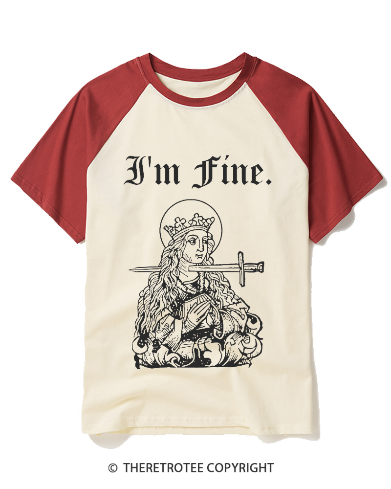 TheRetroTee I'm Fine Raglan Baseball T-Shirt
