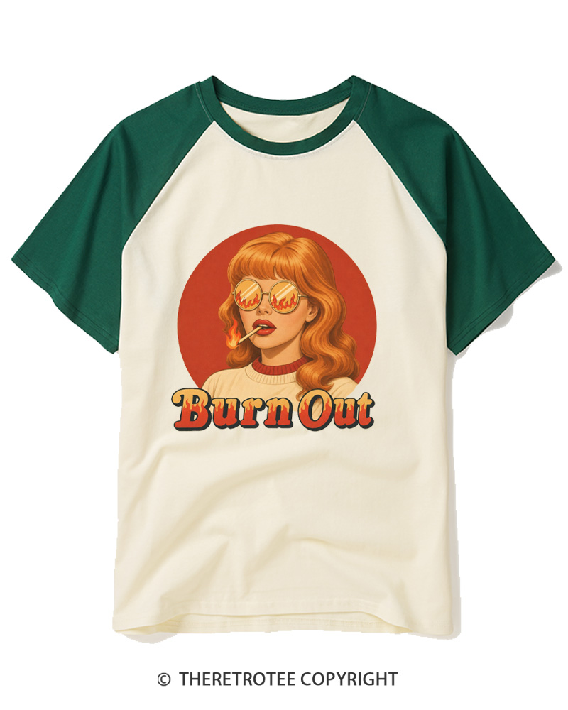TheRetroTee Burn Out 1970s Raglan Baseball T-Shirt
