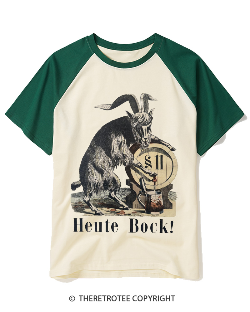 TheRetroTee Heute Bock 1950s Raglan Baseball T-Shirt