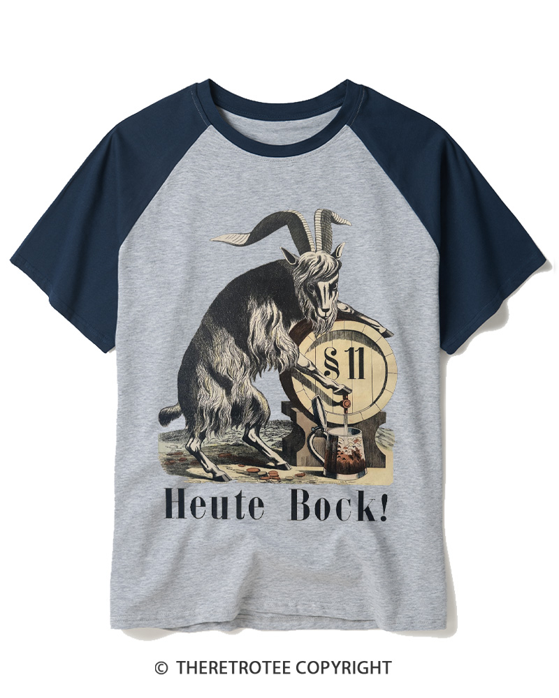 TheRetroTee Heute Bock 1950s Raglan Baseball T-Shirt