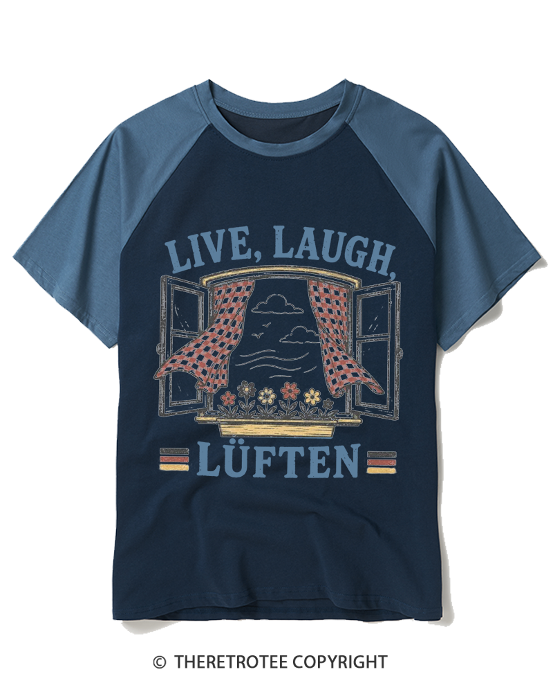 TheRetroTee Live Laugh Luften 1990s Raglan Baseball T-Shirt