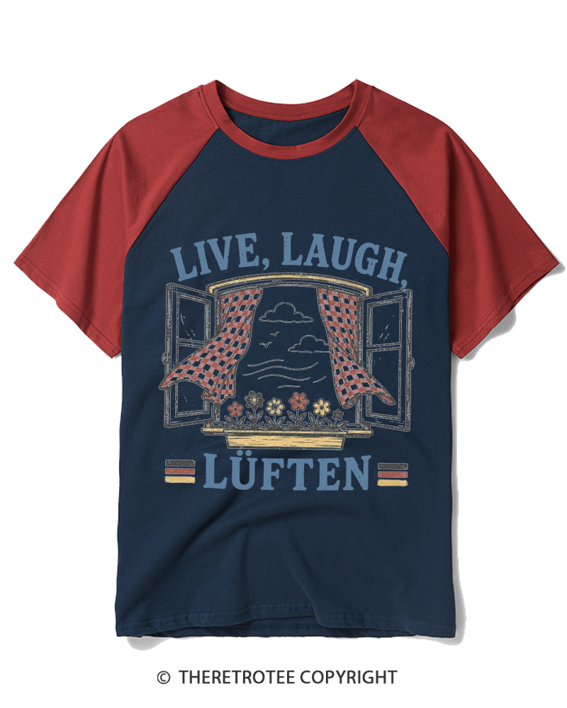 TheRetroTee Live Laugh Luften 1990s Raglan Baseball T-Shirt