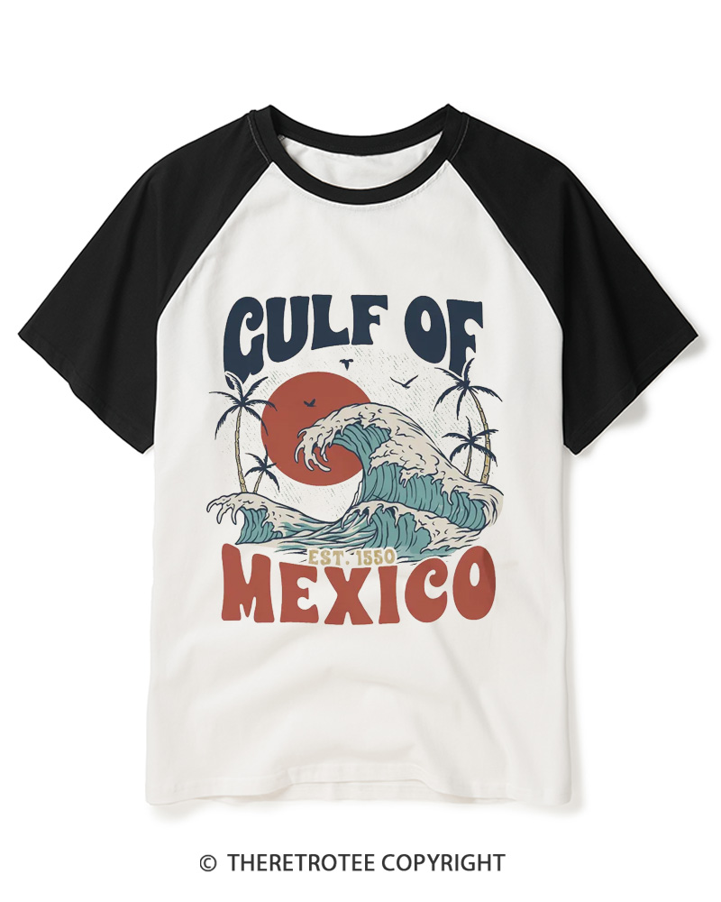 TheRetroTee Gulf Of Mexico 1550s Raglan Baseball T-Shirt