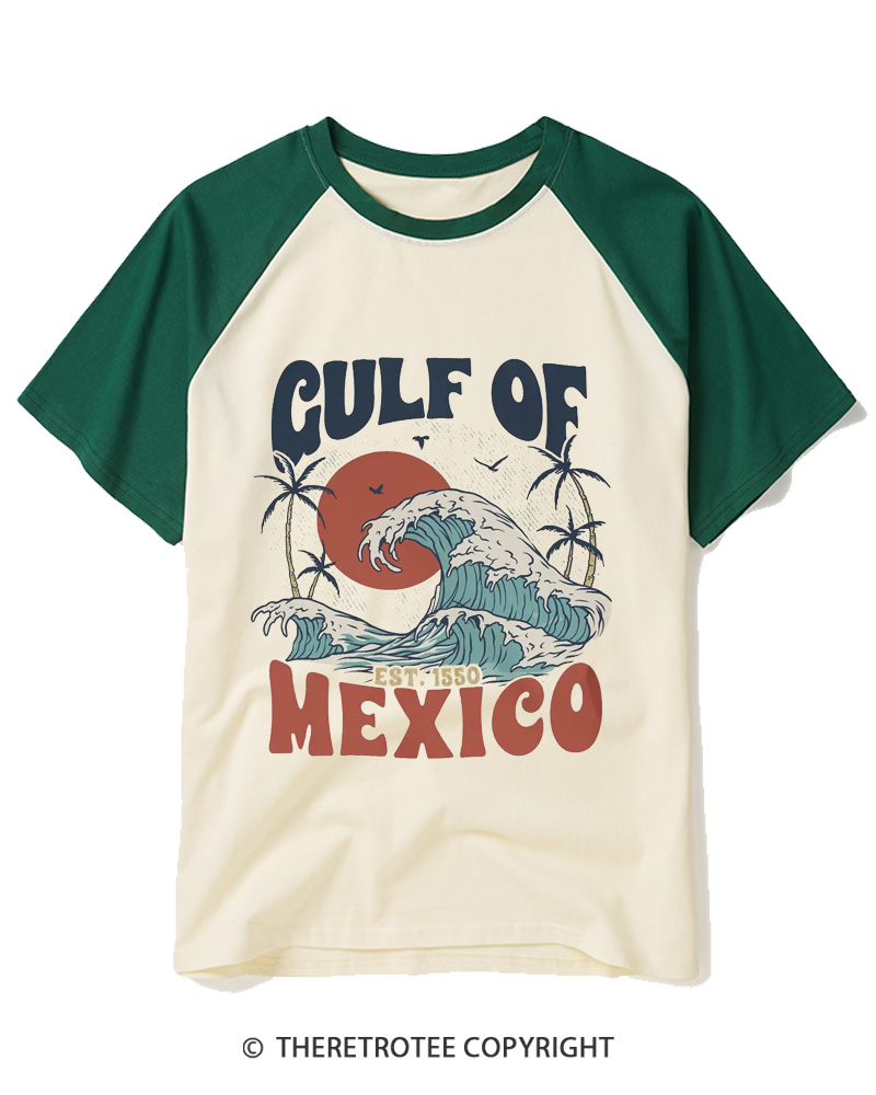 TheRetroTee Gulf Of Mexico 1550s Raglan Baseball T-Shirt