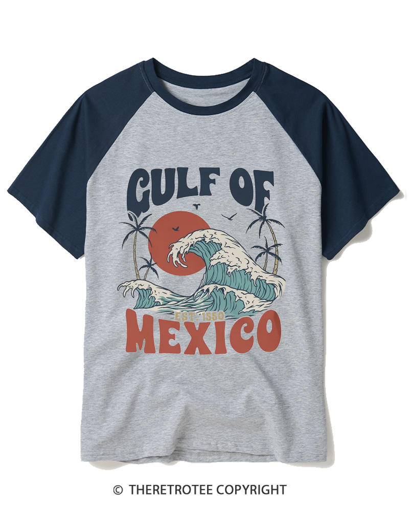 TheRetroTee Gulf Of Mexico 1550s Raglan Baseball T-Shirt