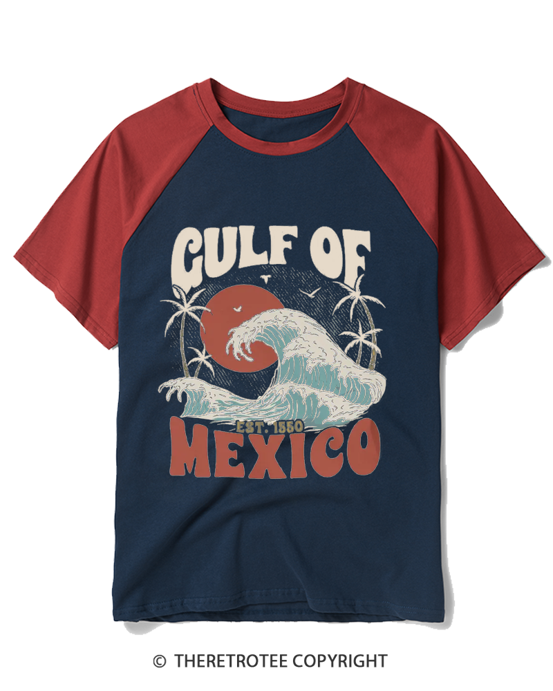 TheRetroTee Gulf Of Mexico 1550s Raglan Baseball T-Shirt
