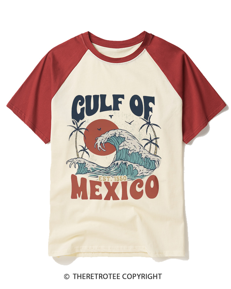 TheRetroTee Gulf Of Mexico 1550s Raglan Baseball T-Shirt