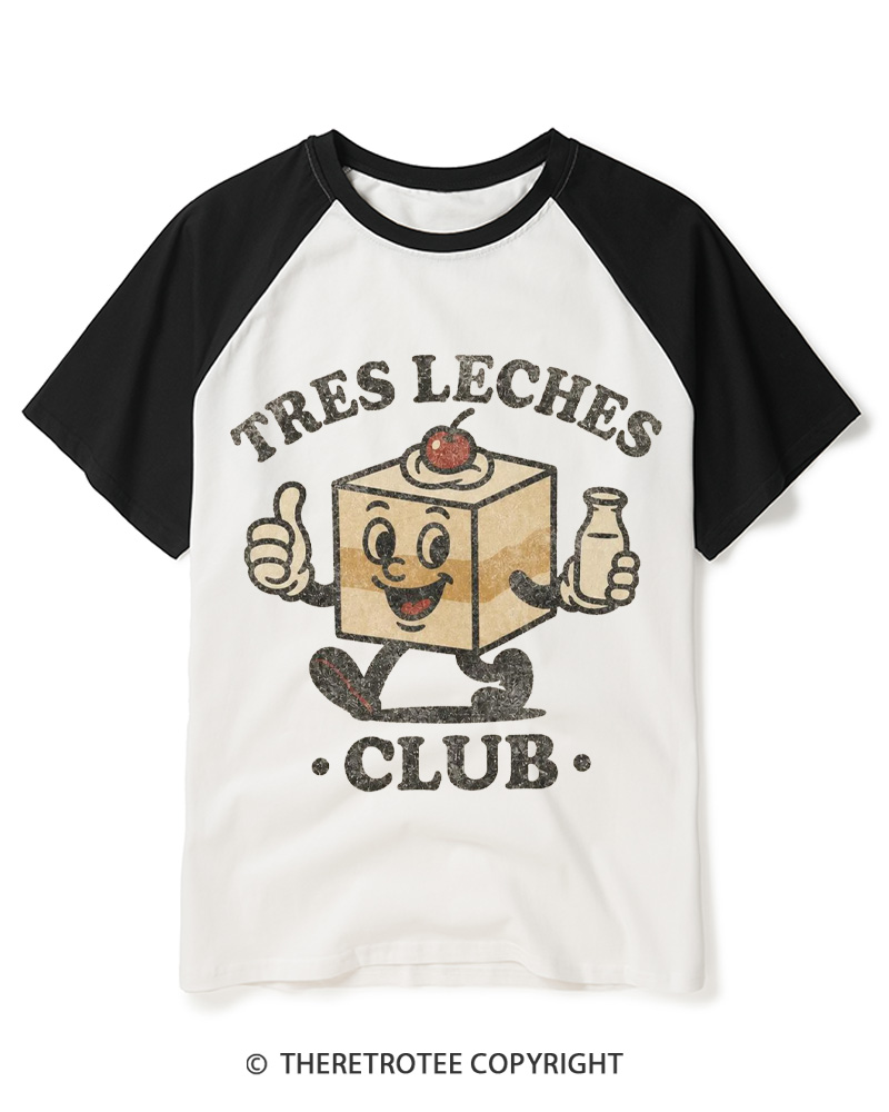 TheRetroTee Tres Leches Club 1950s Raglan Baseball T-Shirt