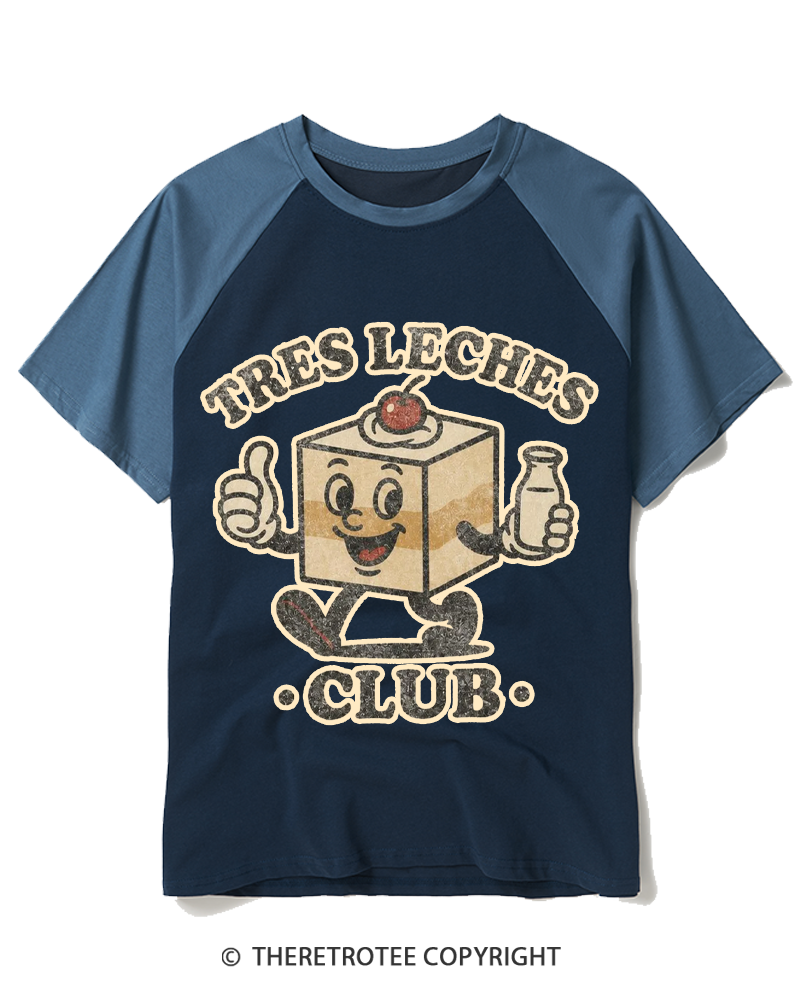 TheRetroTee Tres Leches Club 1950s Raglan Baseball T-Shirt