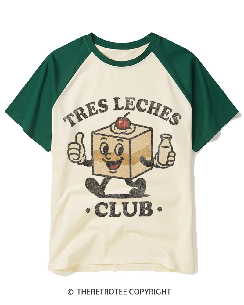 TheRetroTee Tres Leches Club 1950s Raglan Baseball T-Shirt
