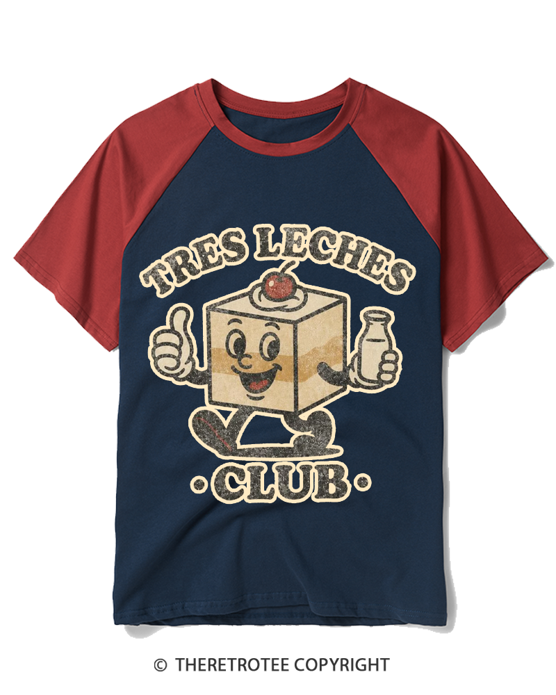 TheRetroTee Tres Leches Club 1950s Raglan Baseball T-Shirt