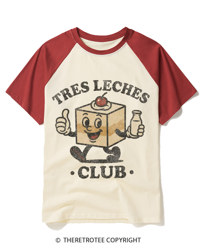 TheRetroTee Tres Leches Club 1950s Raglan Baseball T-Shirt