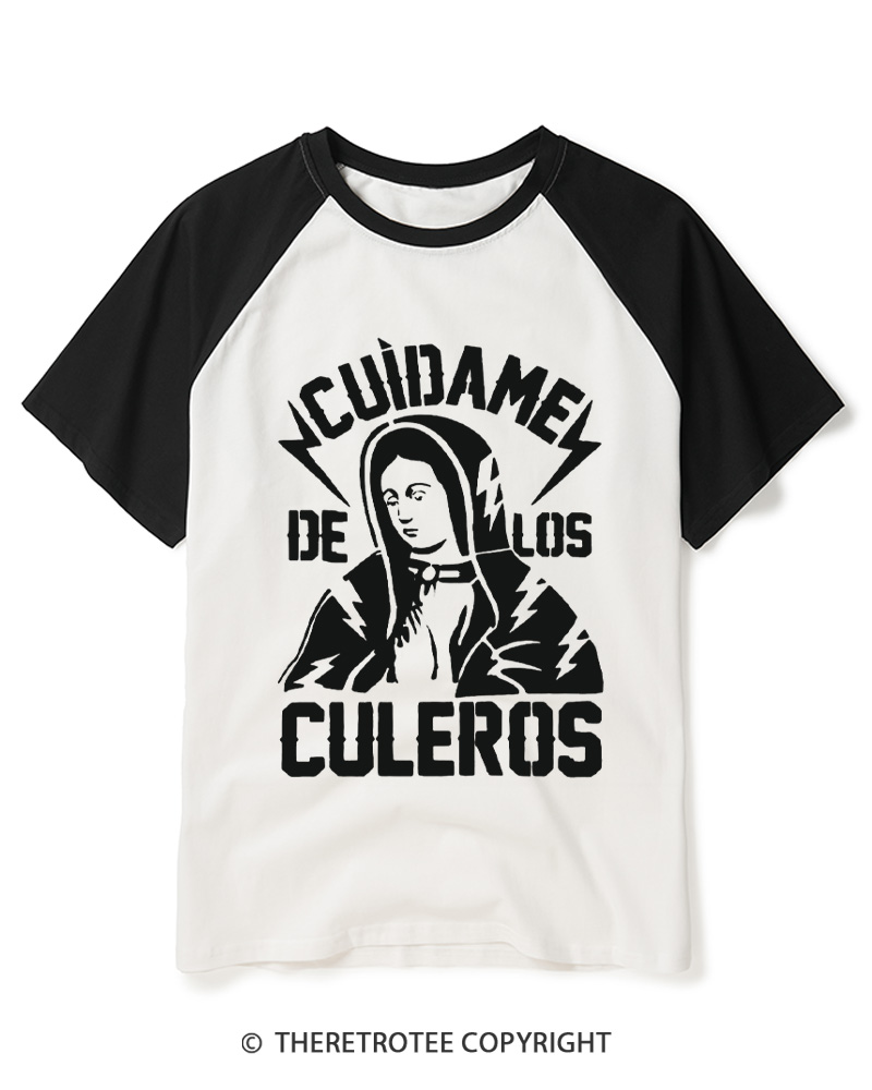 TheRetroTee Cuídame de los culeros 1950s Raglan Baseball T-Shirt