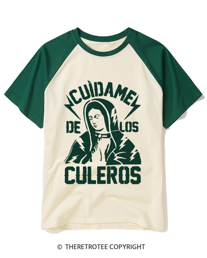 TheRetroTee Cuídame de los culeros 1950s Raglan Baseball T-Shirt