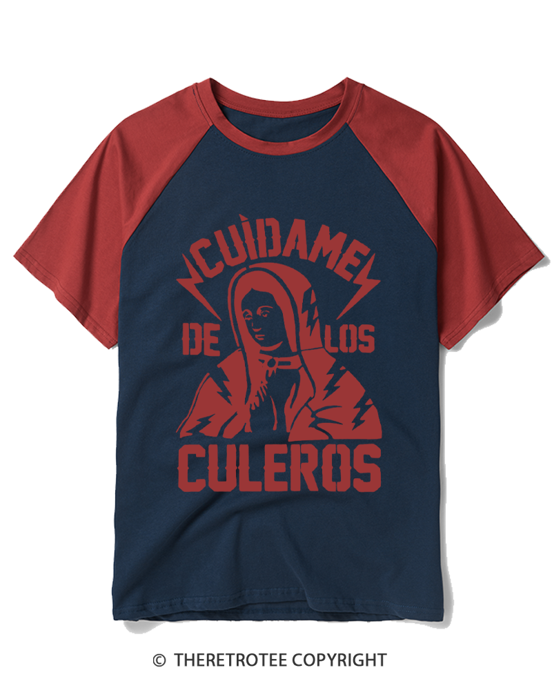 TheRetroTee Cuídame de los culeros 1950s Raglan Baseball T-Shirt