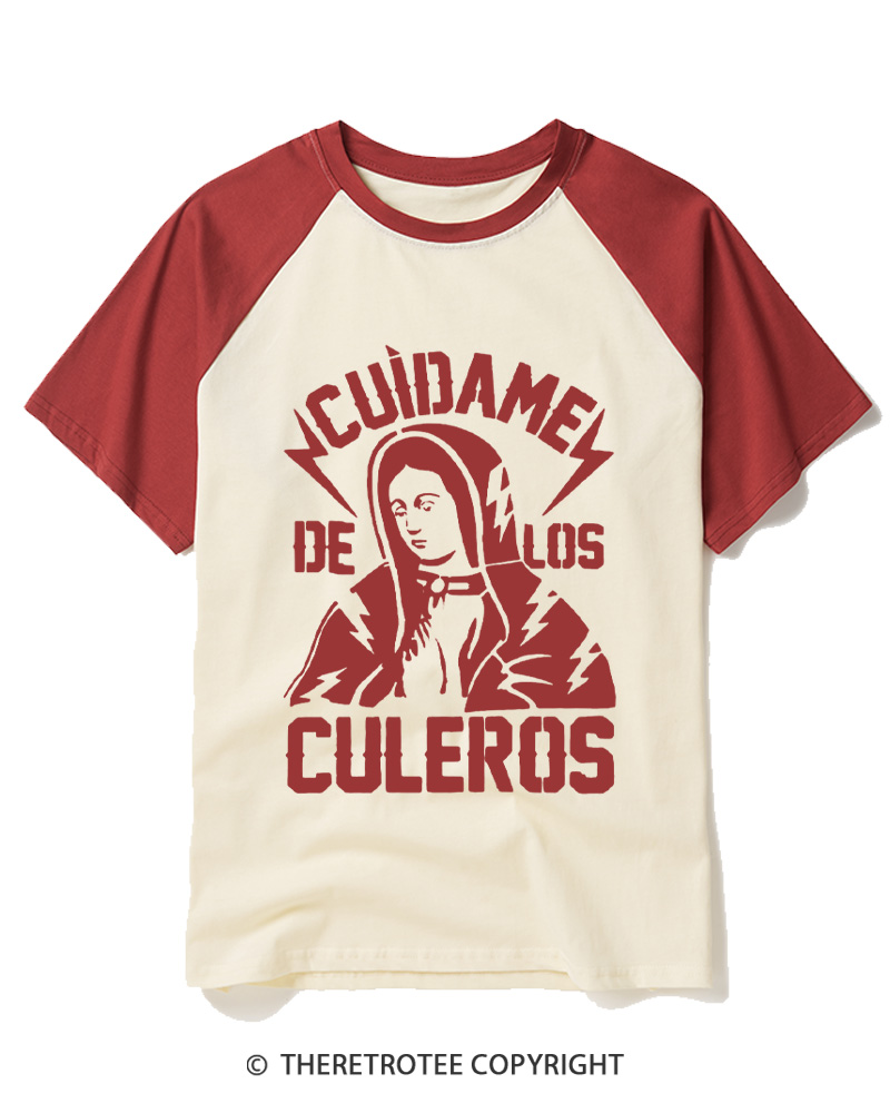 TheRetroTee Cuídame de los culeros 1950s Raglan Baseball T-Shirt