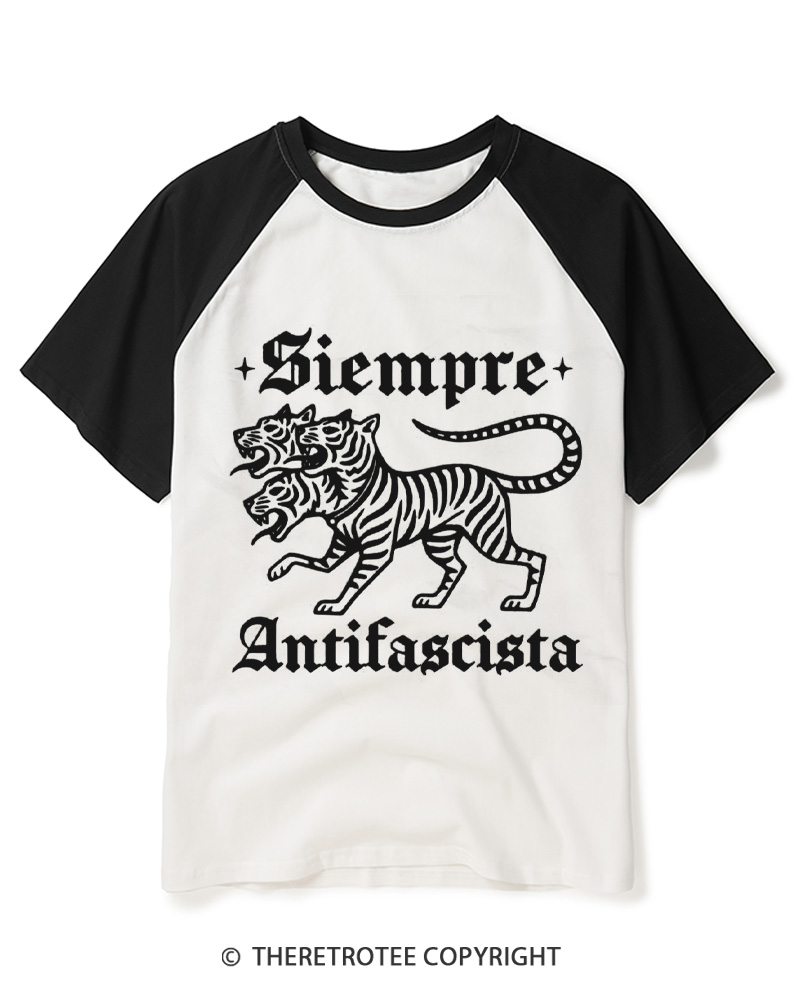 TheRetroTee Siempre Antifascista 1940s Raglan Baseball T-Shirt
