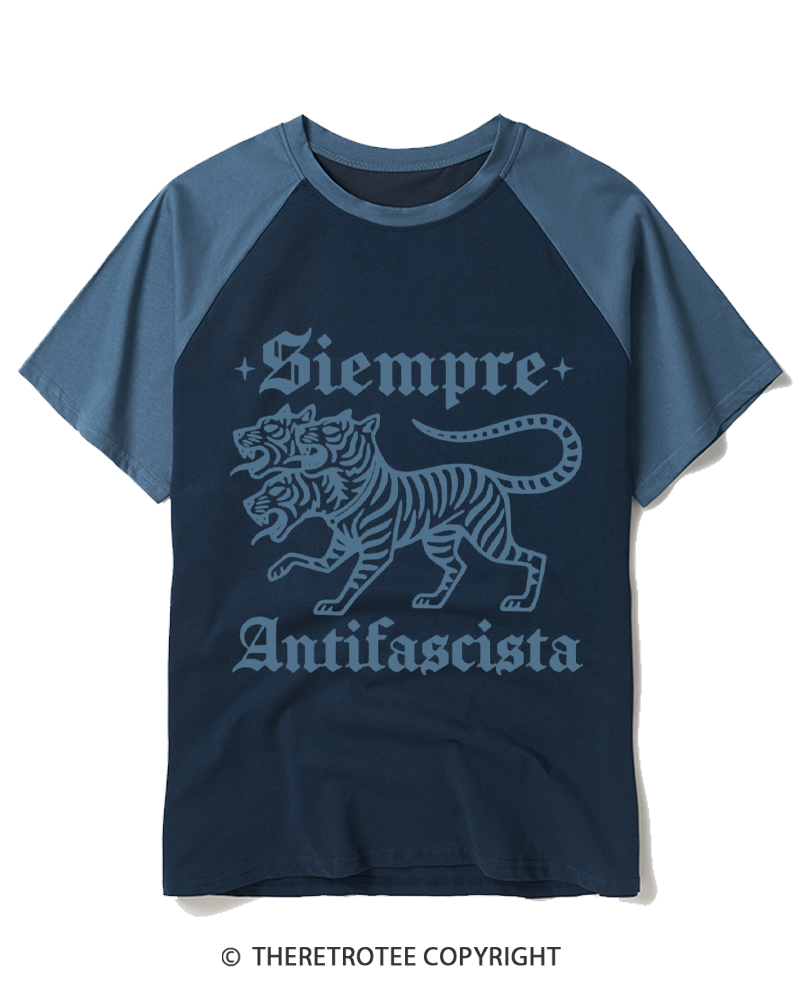 TheRetroTee Siempre Antifascista 1940s Raglan Baseball T-Shirt