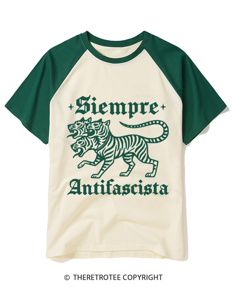 TheRetroTee Siempre Antifascista 1940s Raglan Baseball T-Shirt