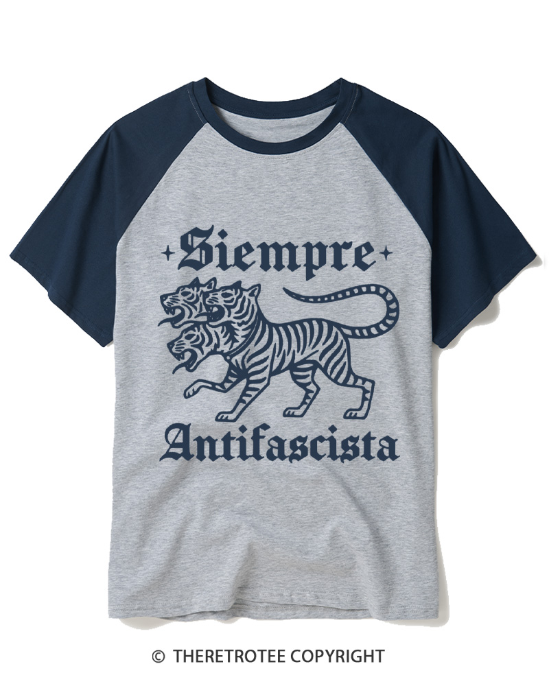 TheRetroTee Siempre Antifascista 1940s Raglan Baseball T-Shirt