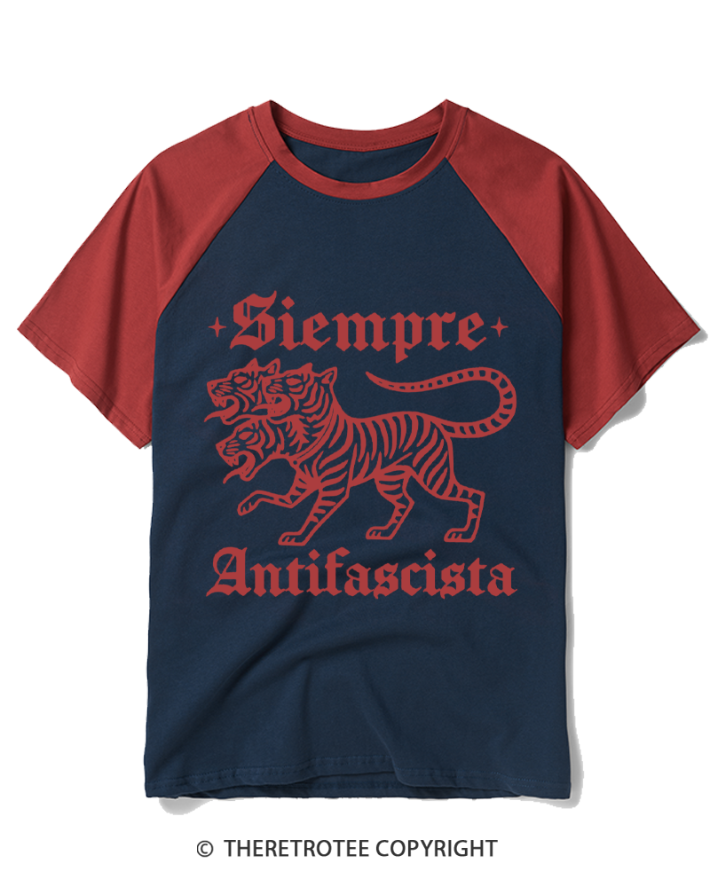 TheRetroTee Siempre Antifascista 1940s Raglan Baseball T-Shirt