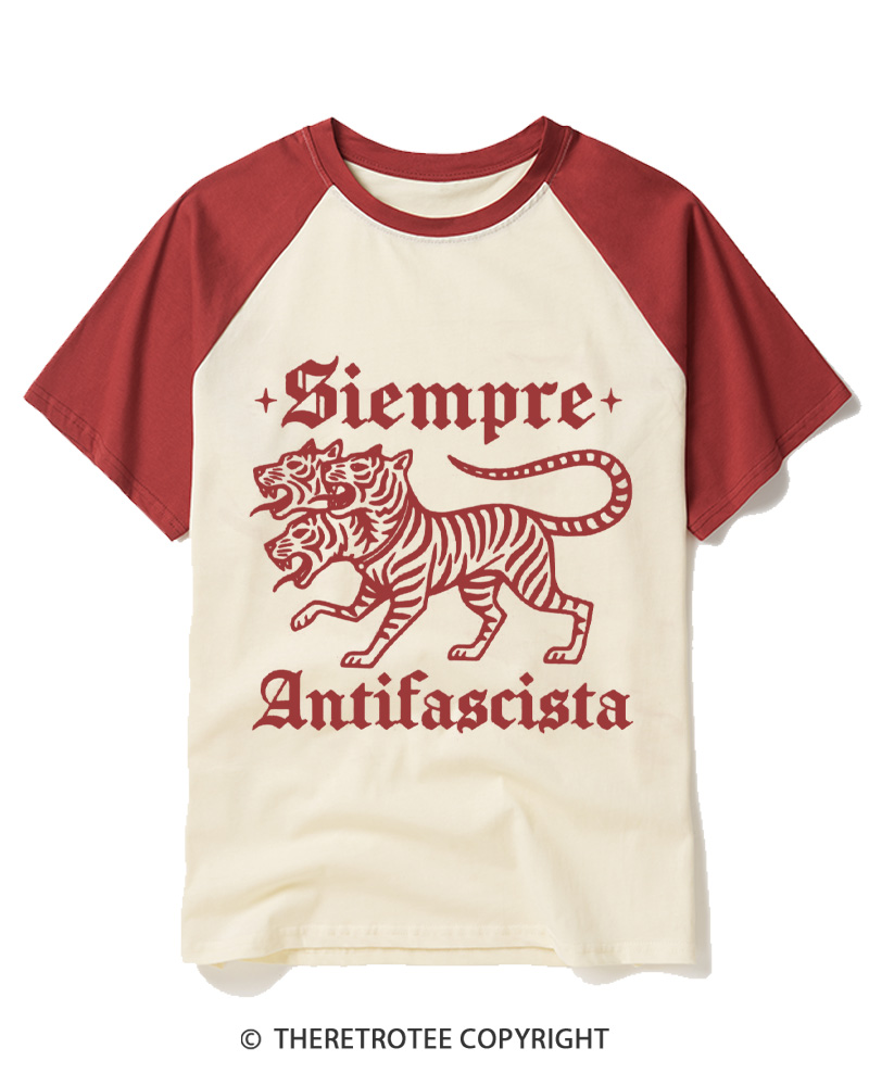 TheRetroTee Siempre Antifascista 1940s Raglan Baseball T-Shirt