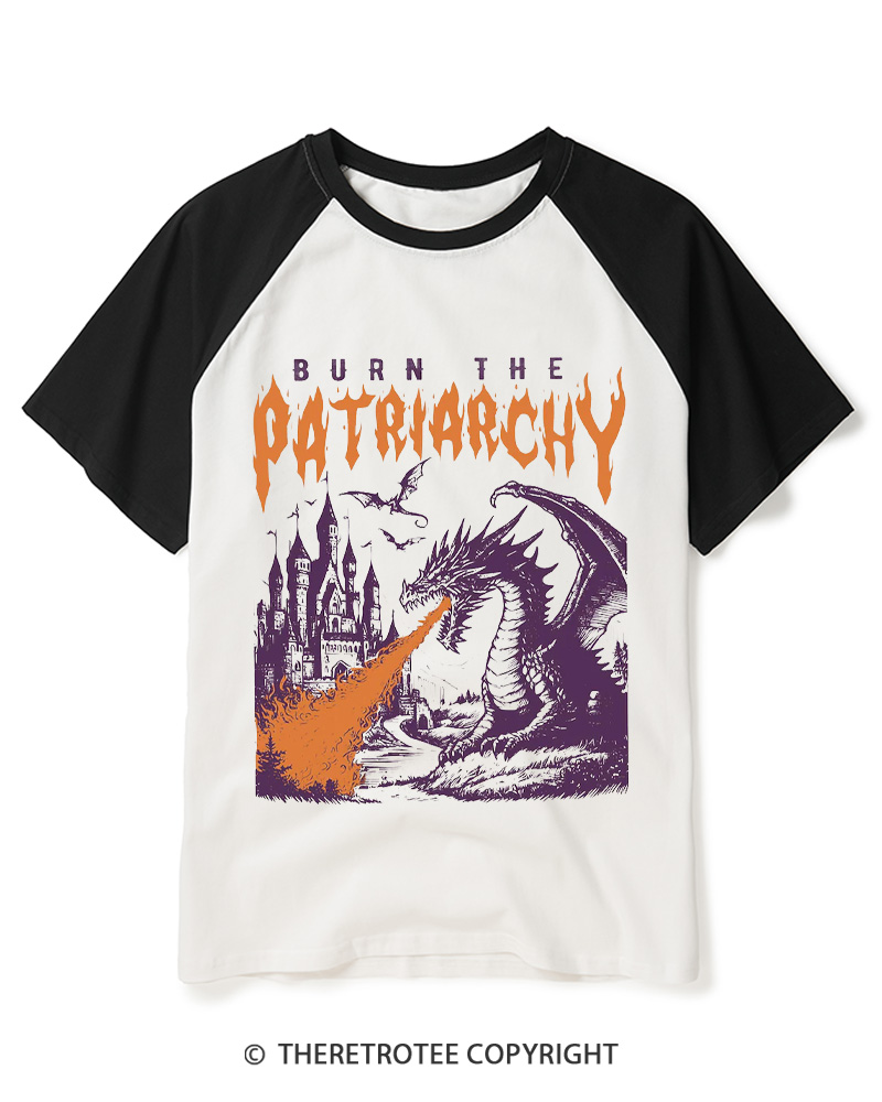 TheRetroTee Vintage 90s Feminism Dragon 1970s Raglan Baseball T-Shirt