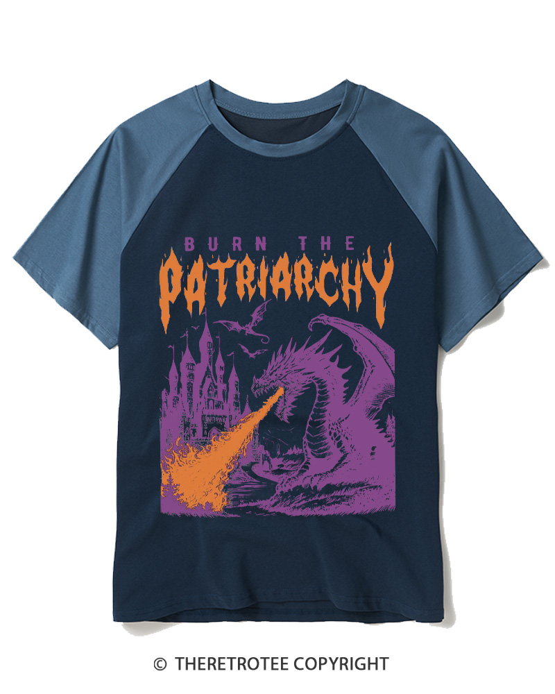 TheRetroTee Vintage 90s Feminism Dragon 1970s Raglan Baseball T-Shirt